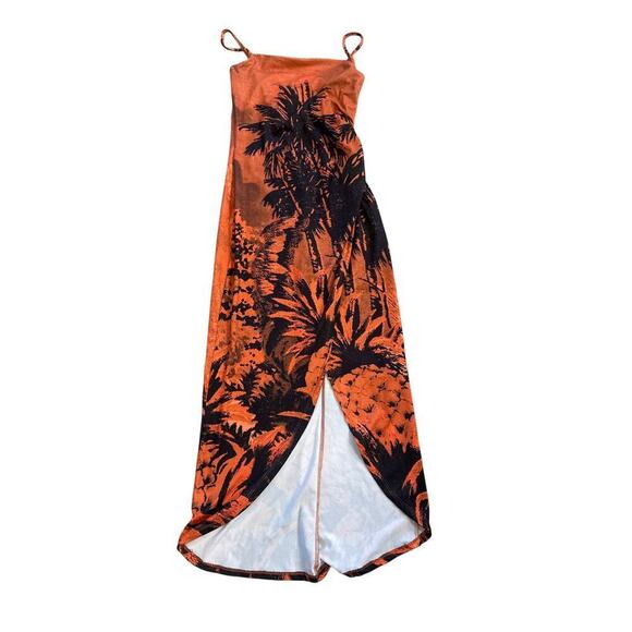 Urban Outfitters Dress Tropical Black and Orange Womens XSmall - Picture 2 of 7
